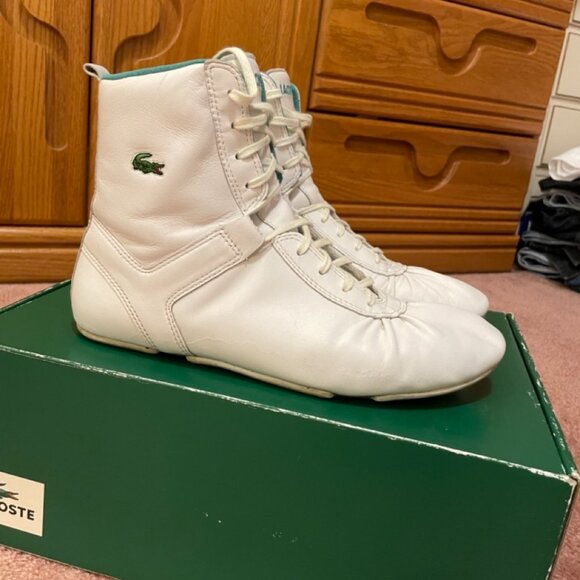 Y2K Lacoste White Leather Sneaker High Top GUC - Picture 4 of 14